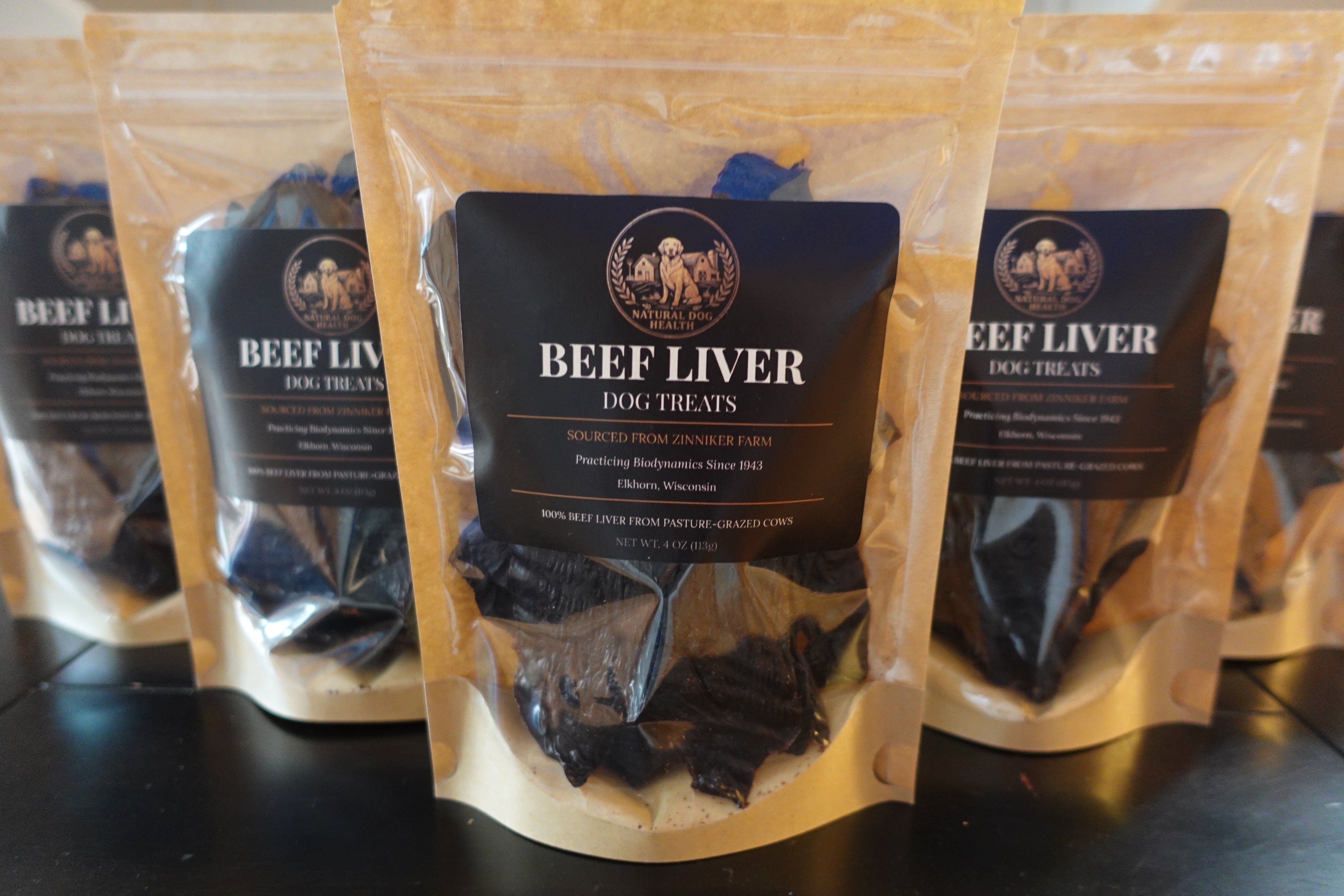 Sealed 4 oz bags of Beef Liver Dog Treats
